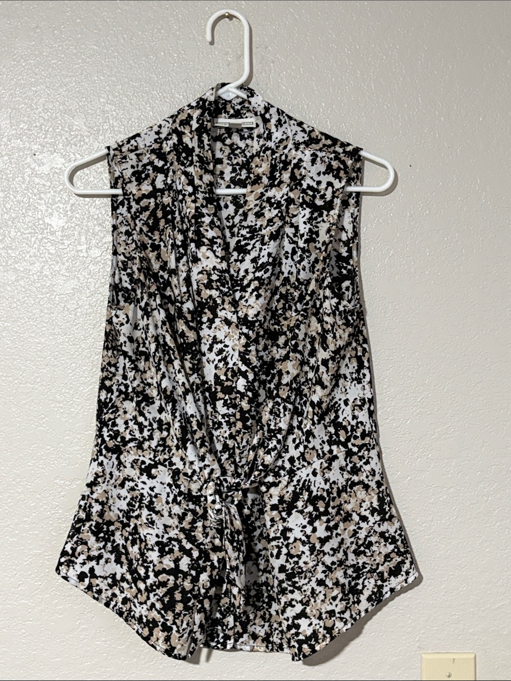 Draped Tie-Front Camisole in Black White and Tan - Women
